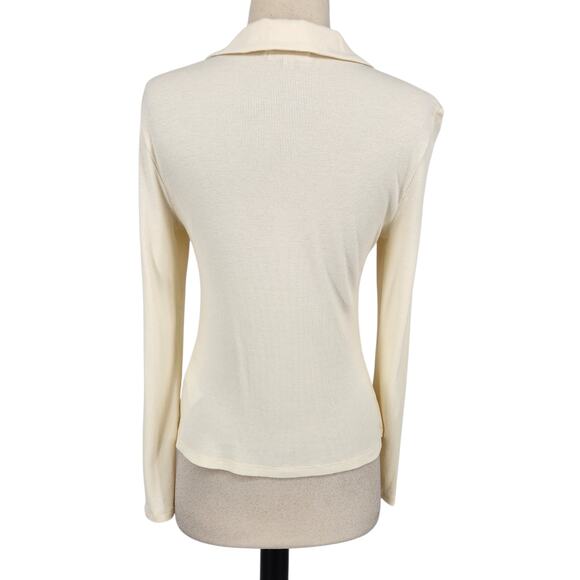 Madewell Ruched Polo Cardigan – Size Medium – Soft Ivory Knit - Picture 6 of 9